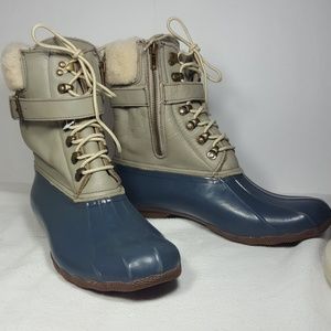 Sperry Shearwater leather rubber boots w/strap 10M